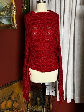 Soft Red Knit Shawl